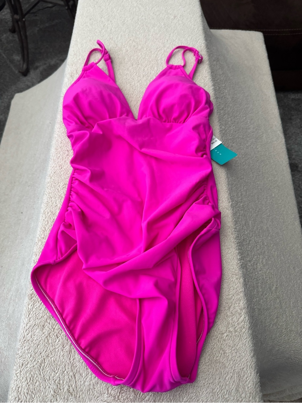 Aqua Green Bright Fuchsia One-Piece Swimsuit